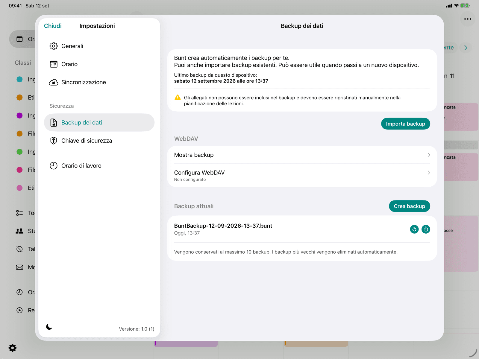 Impostazioni di backup