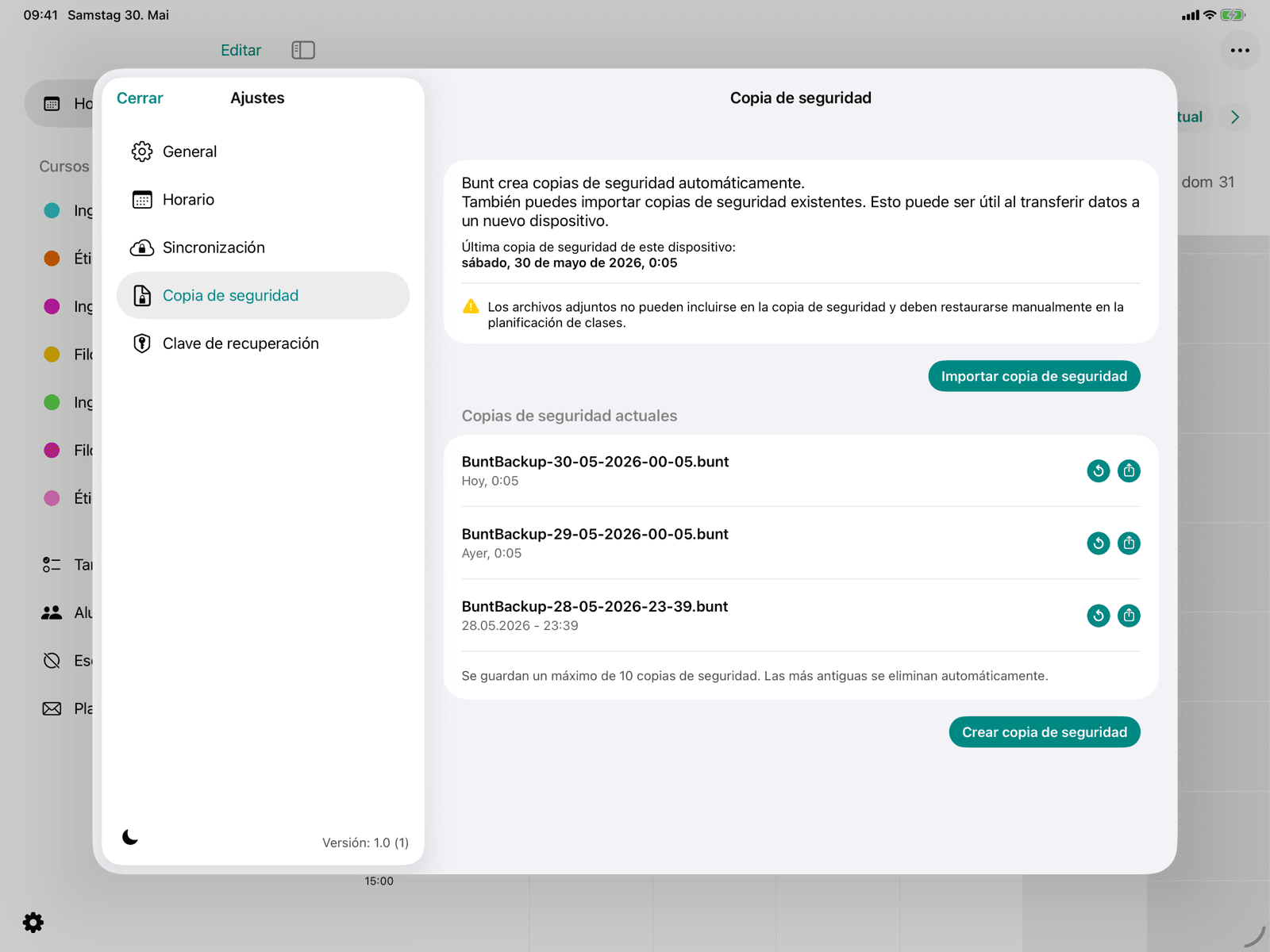 Resumen de las copias de seguridad automáticas
