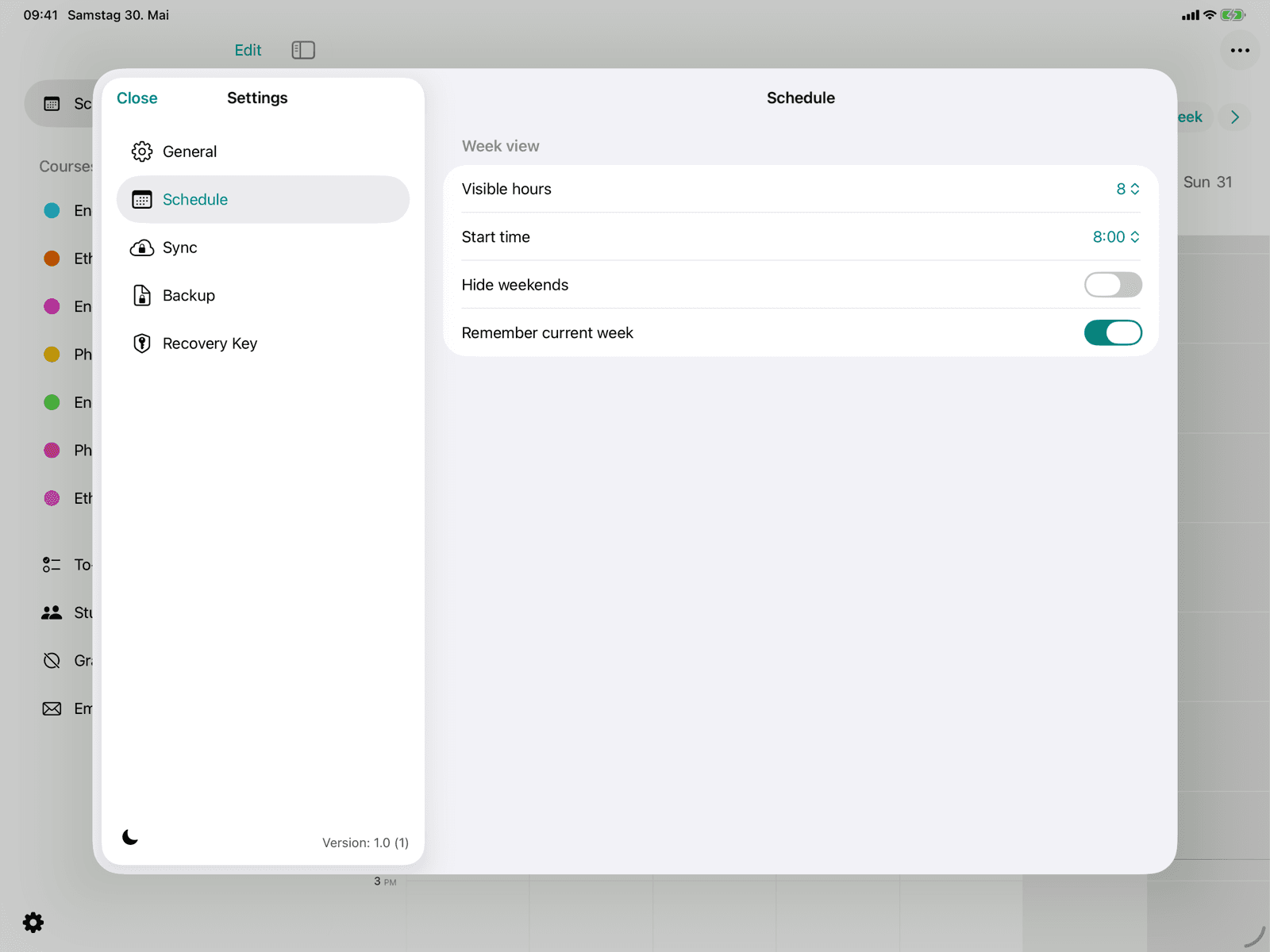 Week view settings