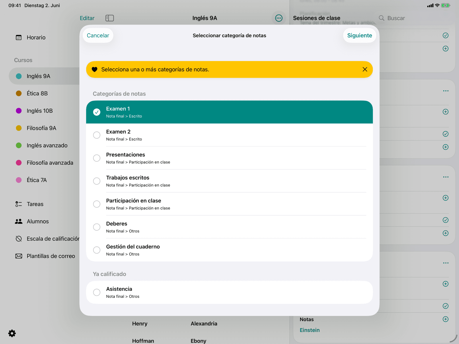 Registrar una nota