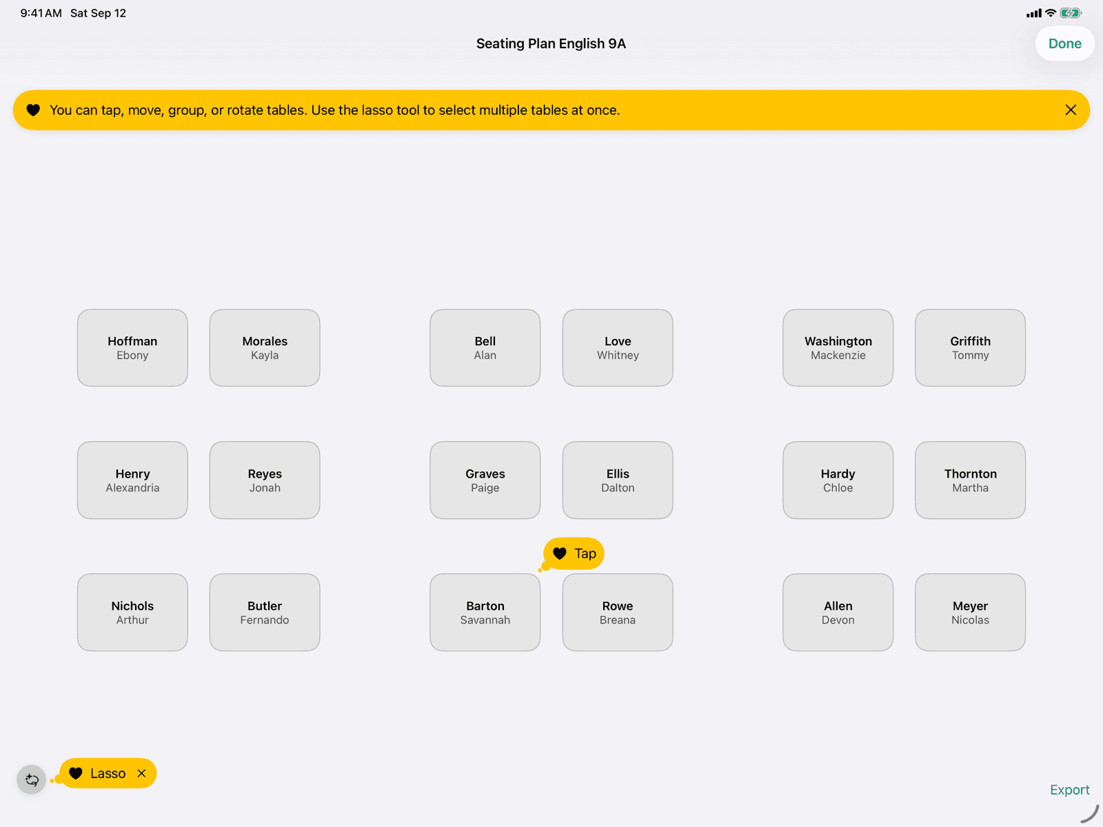 Seating plan