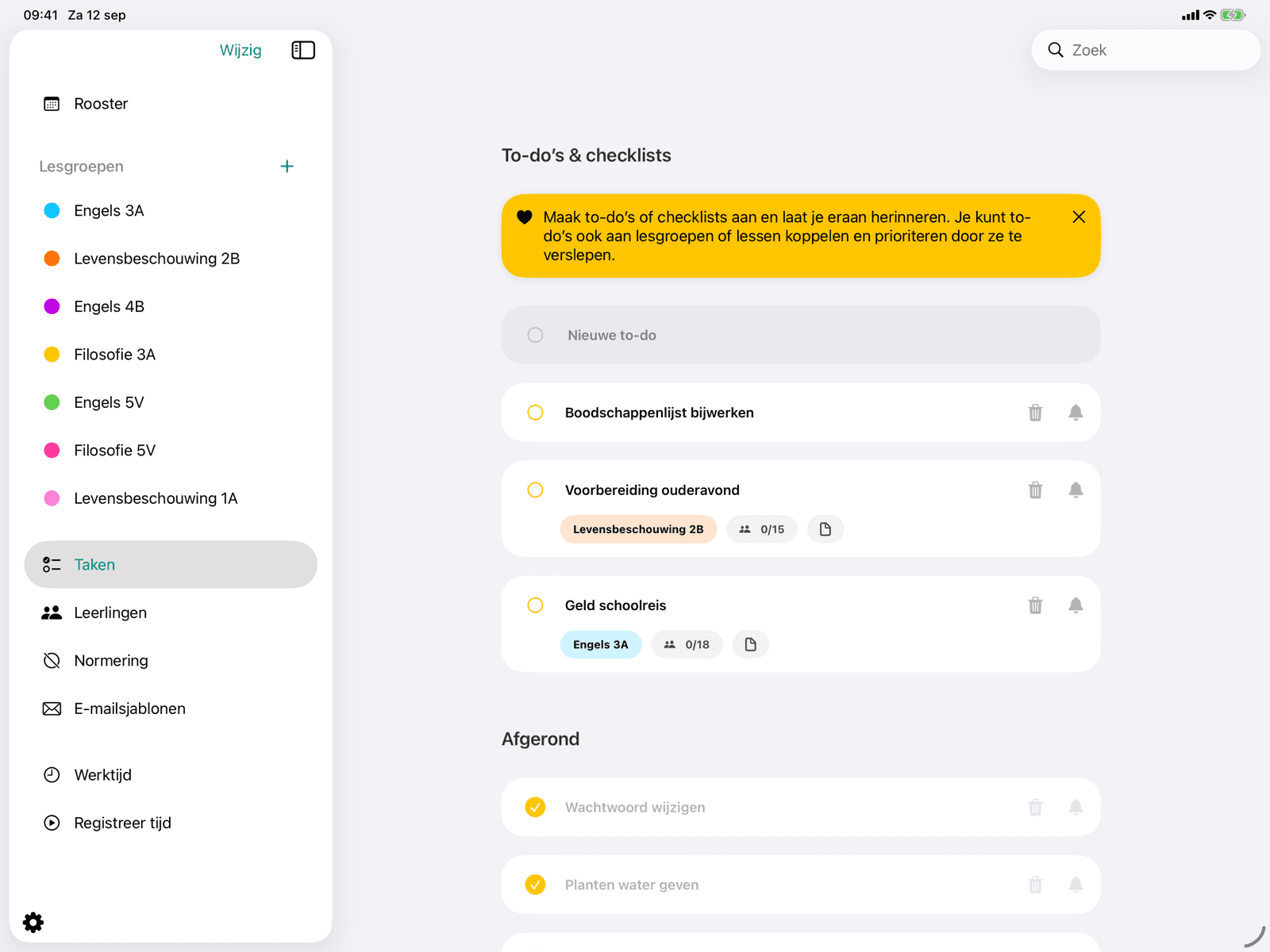 Overzicht van alle to-do’s