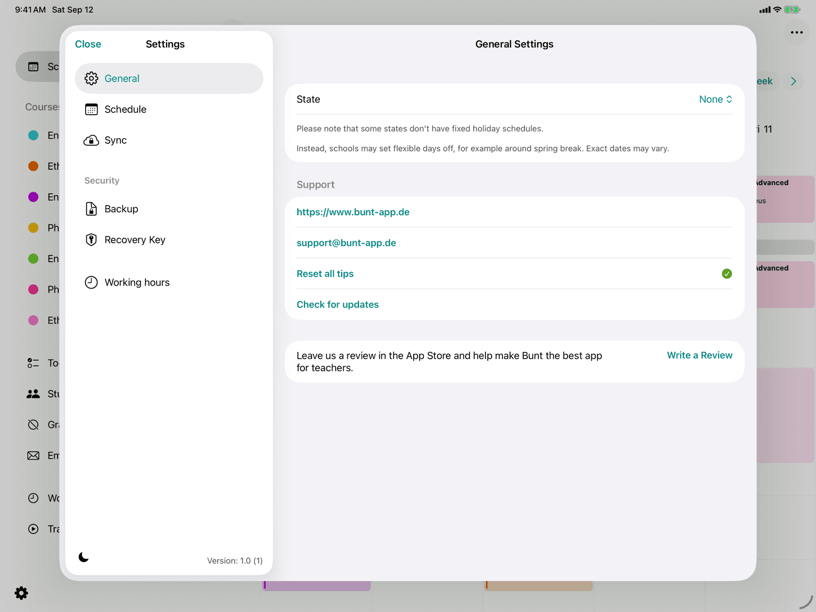General settings