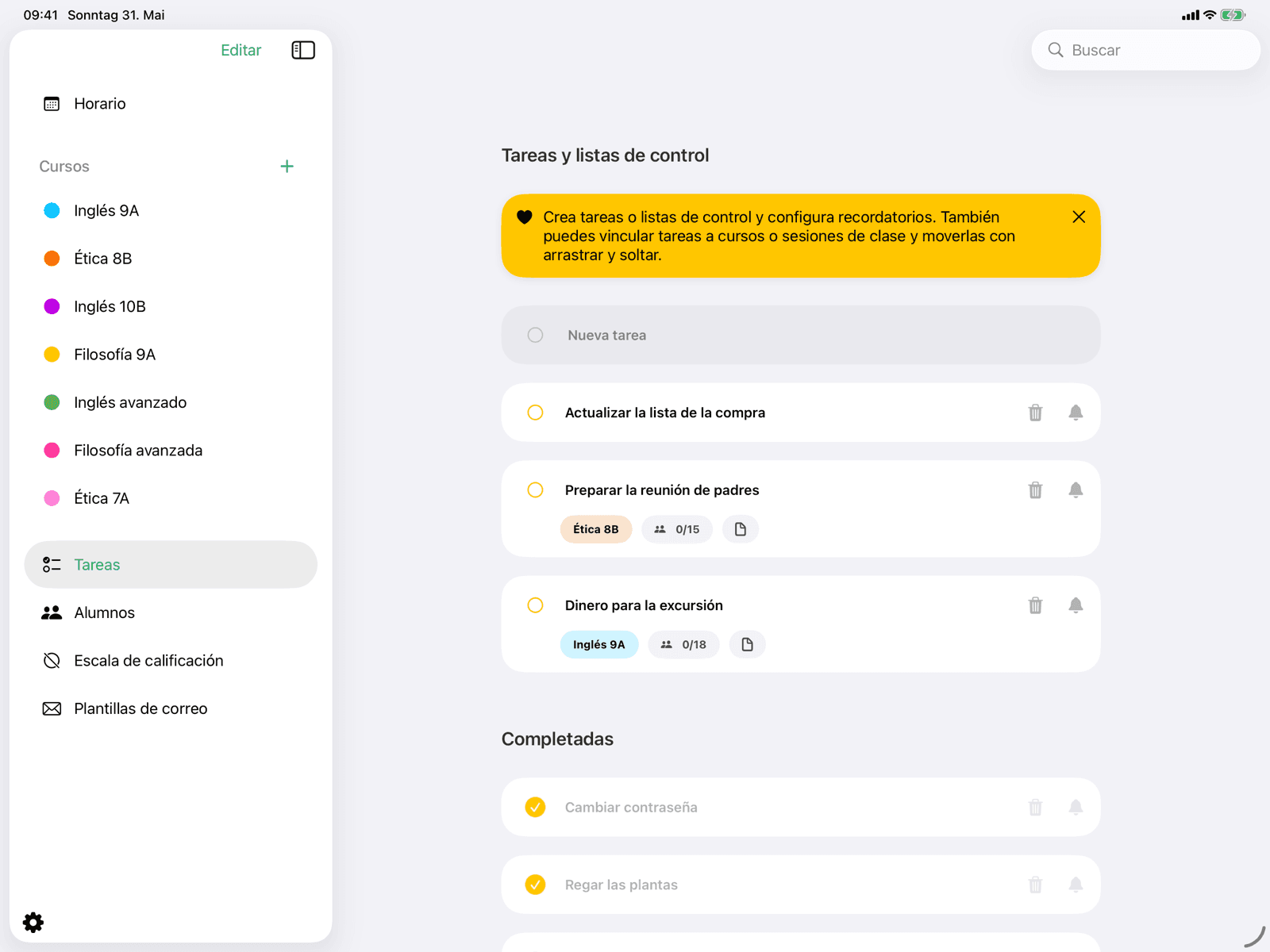 Tareas y listas de control