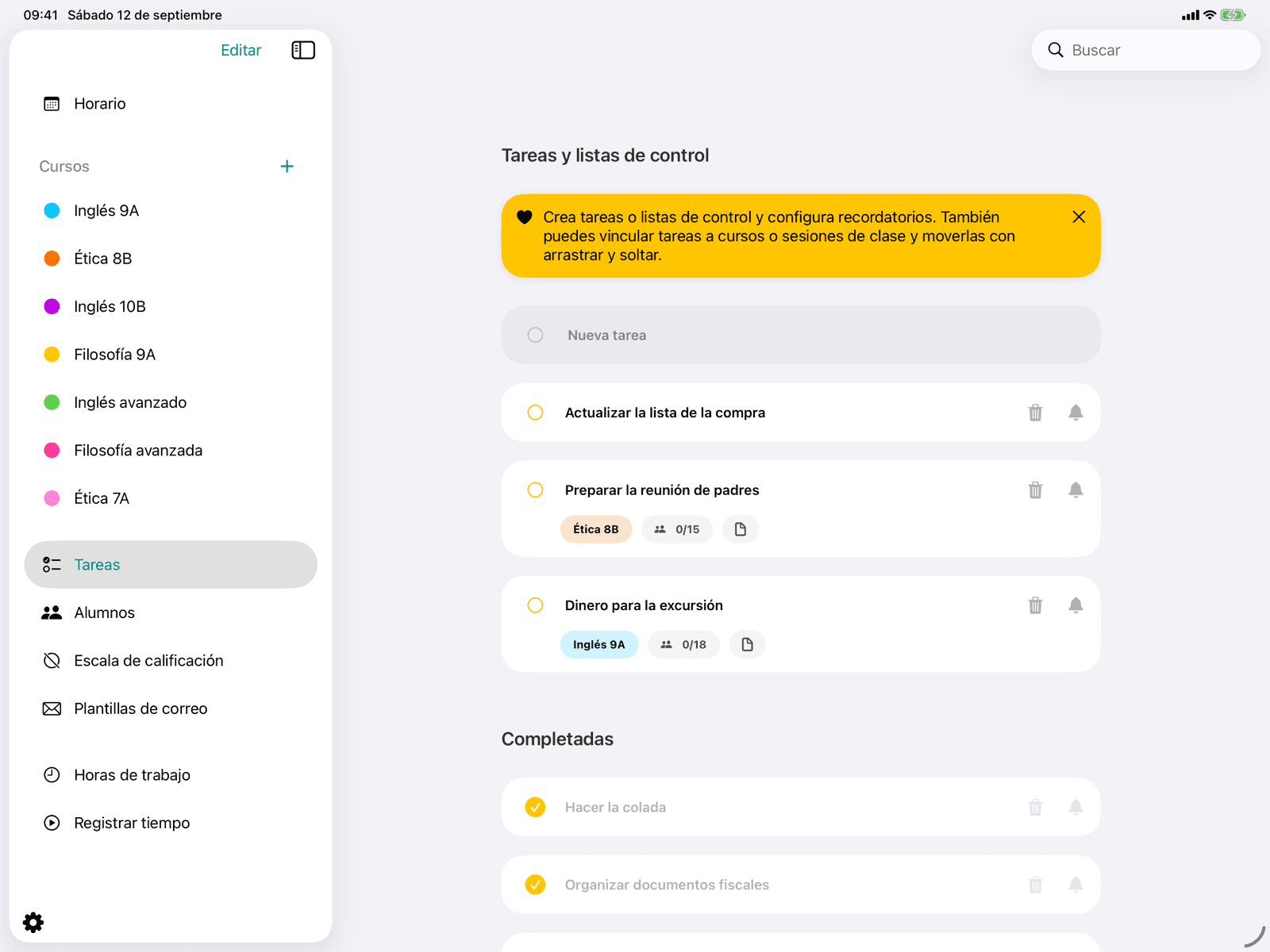 Tareas y listas de control