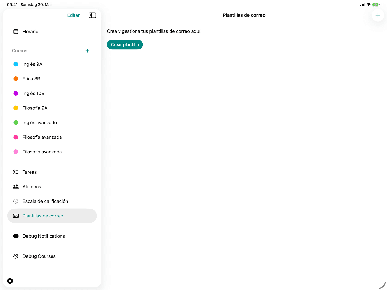 Lista de plantillas de correo