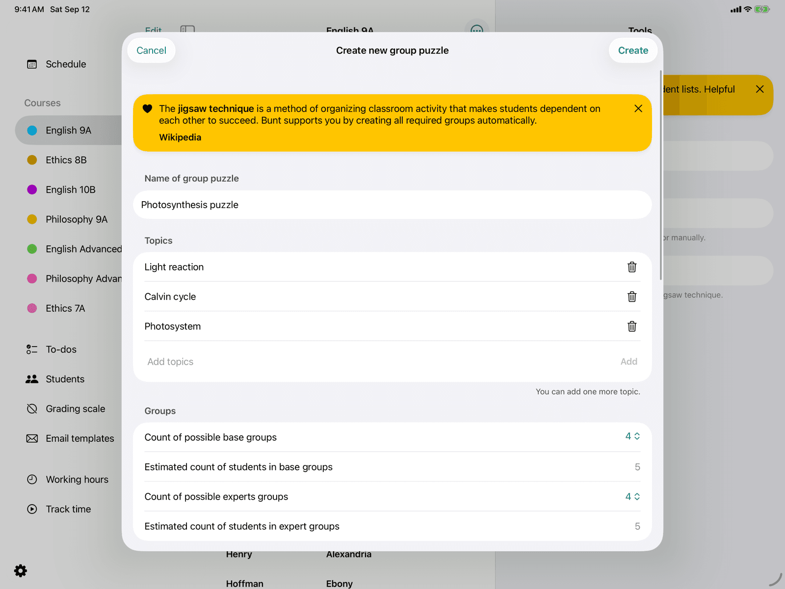 Topic and group settings