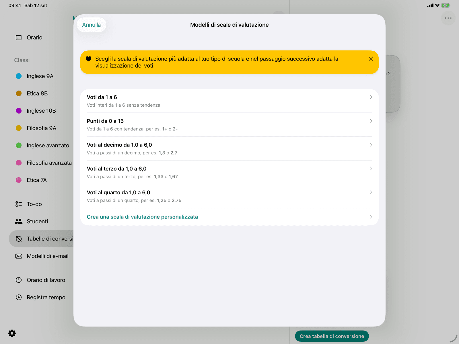 Scelta di un modello di scala di valutazione