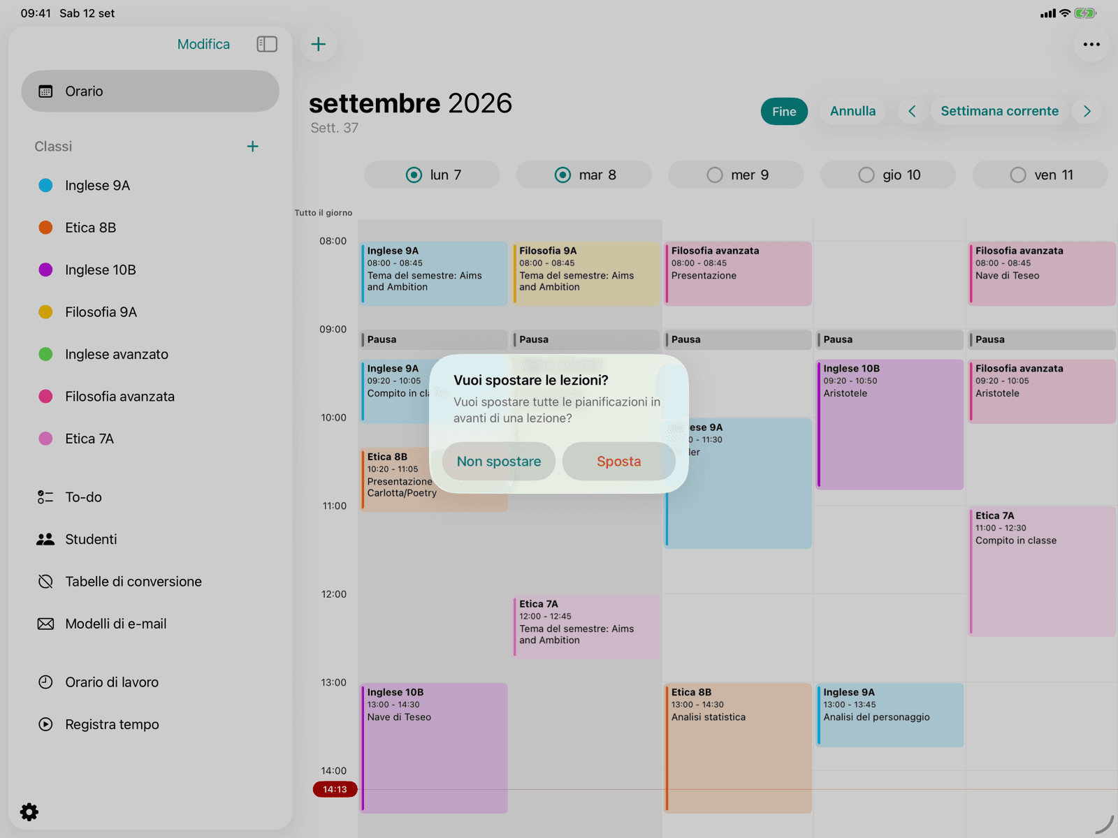 Avviso sullo spostamento delle lezioni