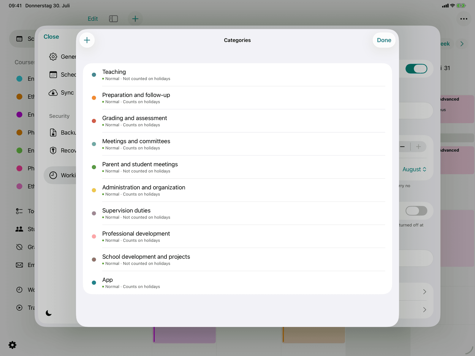 Categories with strain and holiday behavior