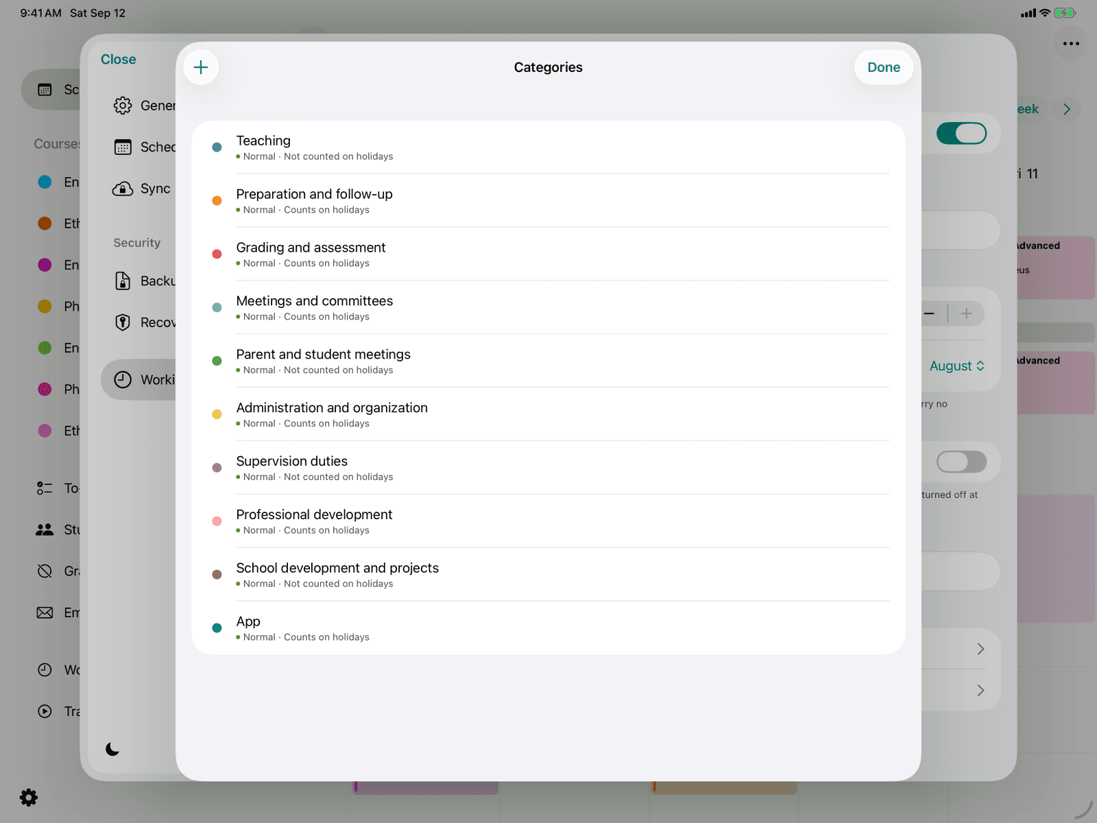 Categories with strain and holiday behavior