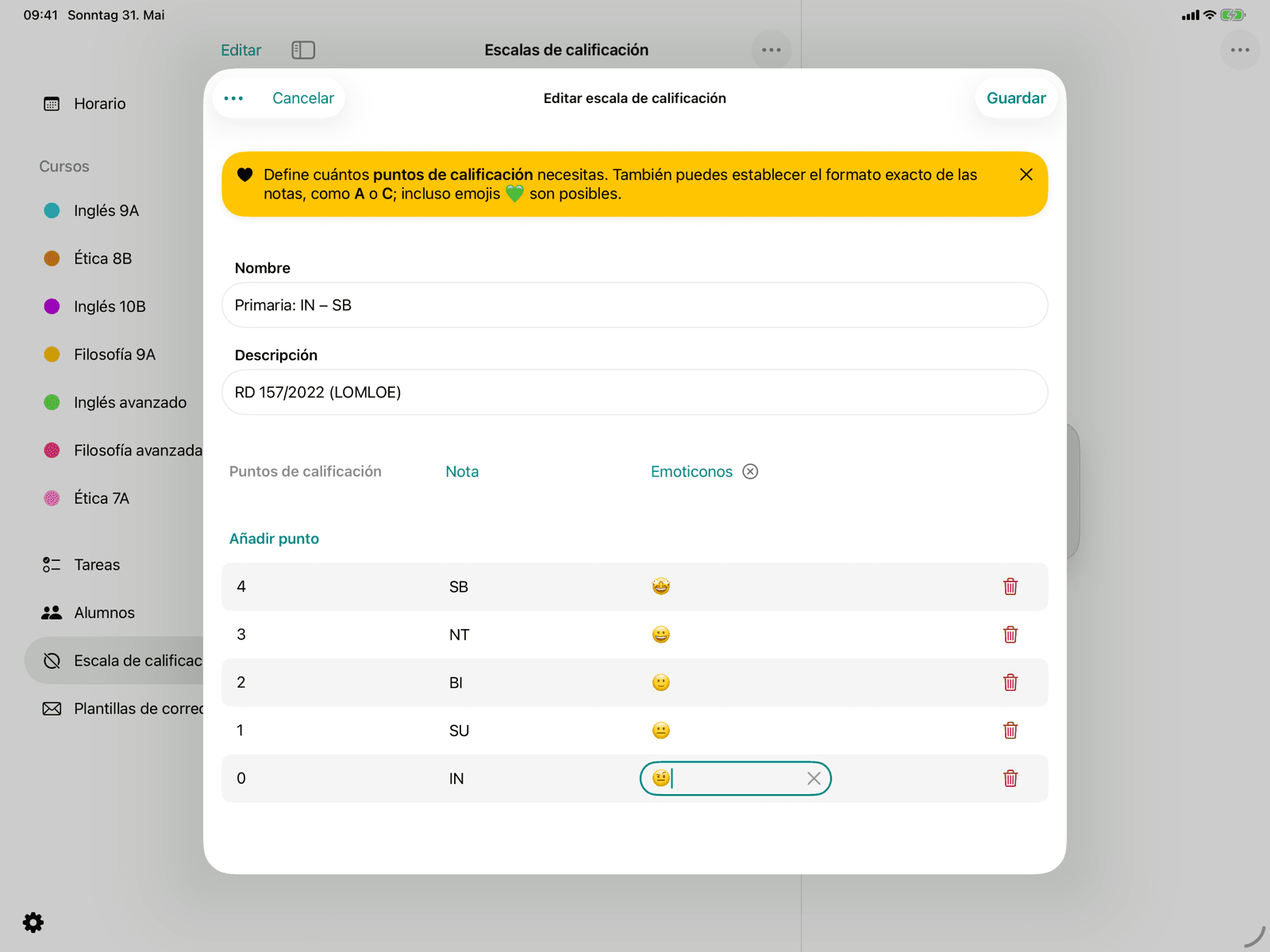 Segunda columna de representación con emoticonos en lugar de notas