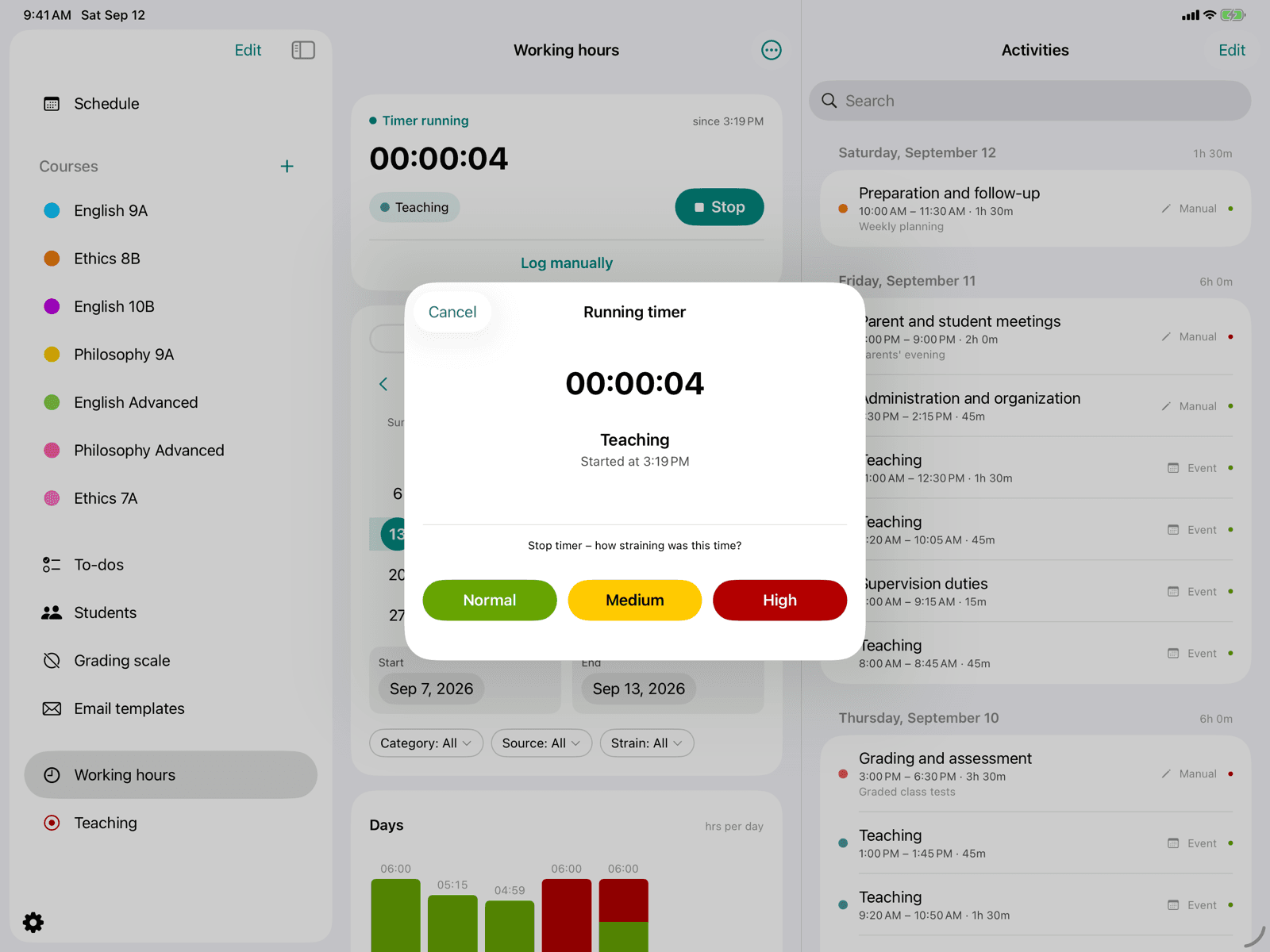 Stopping the timer with strain selection