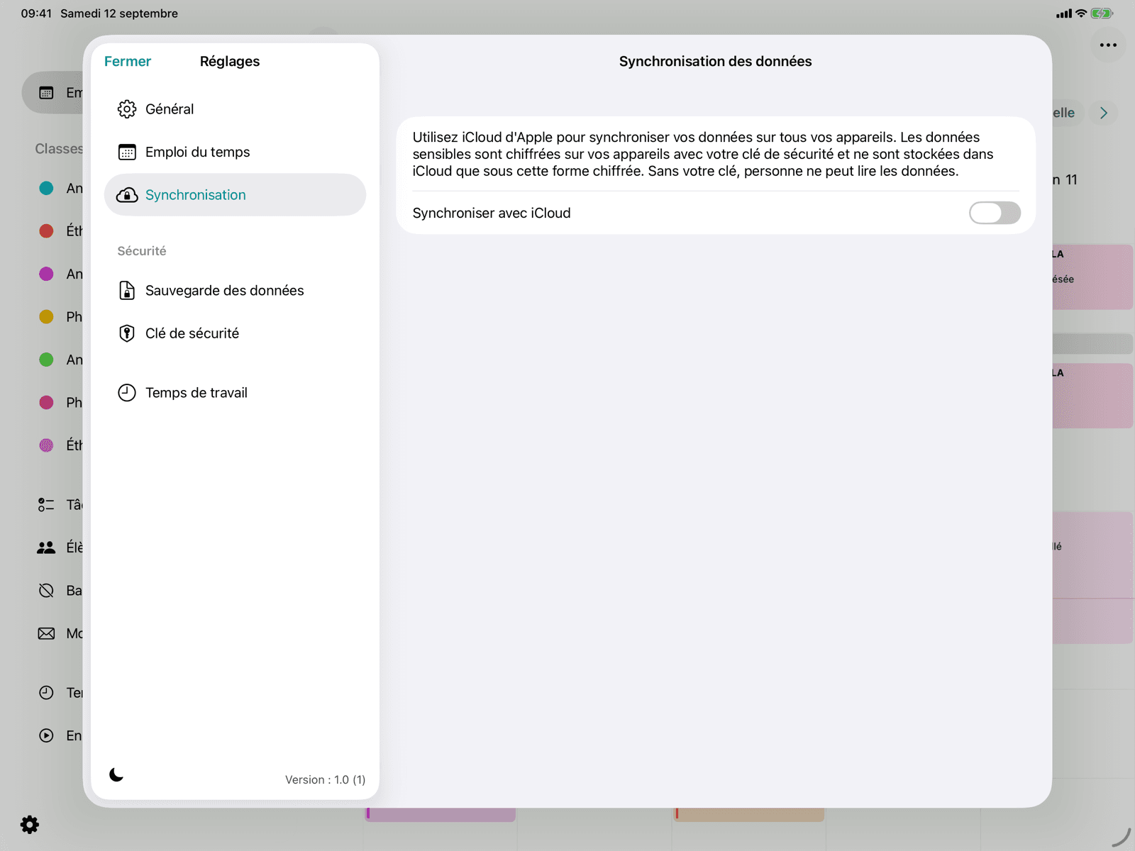 Synchronisation iCloud